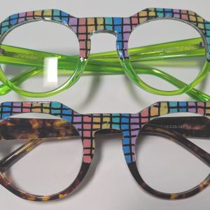 Unique rainbow-colored eyeglass frames