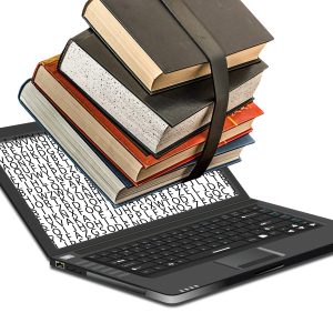 Books over a laptop